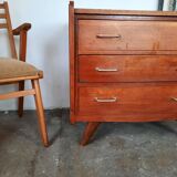 Commode chêne  pied compas, vintage reconstruction