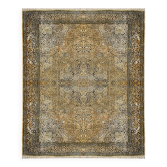 Large kashmir silk rug - india, handmade. - ✔ size: 3.95 x 2.75 metres