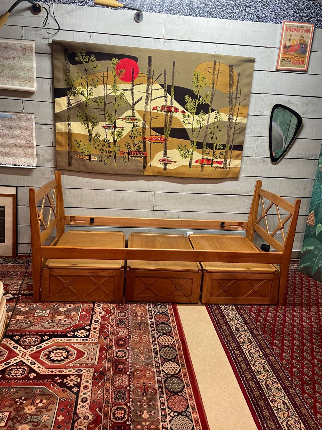 Daybed with vintage box spring, 59/60 cm thick