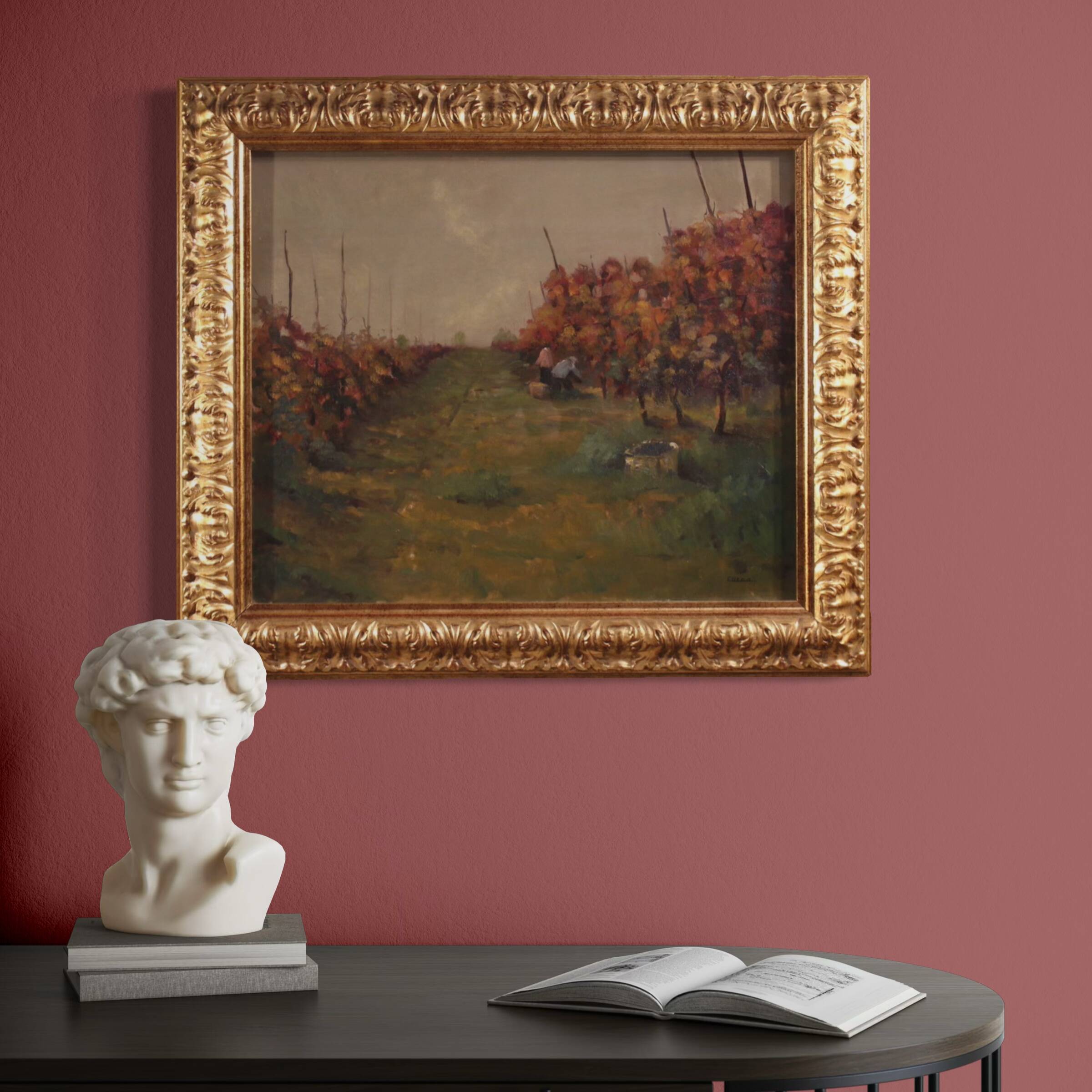 20th-century Italian landscape painting The Vineyard in Druento