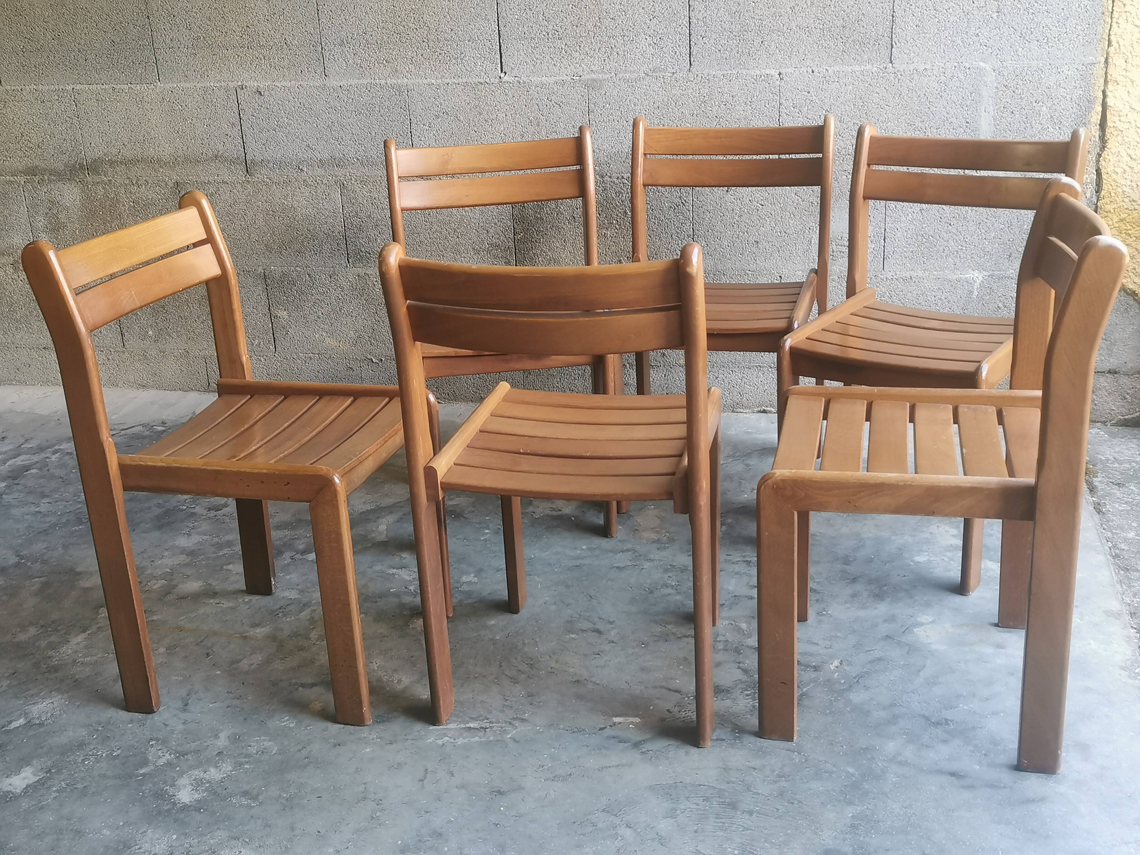 Set of 6 vintage wooden chairs
