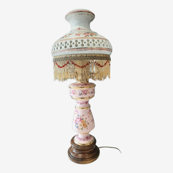 Electrified oil lamp with porcelain globe