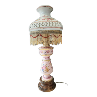 Electrified oil lamp with porcelain globe
