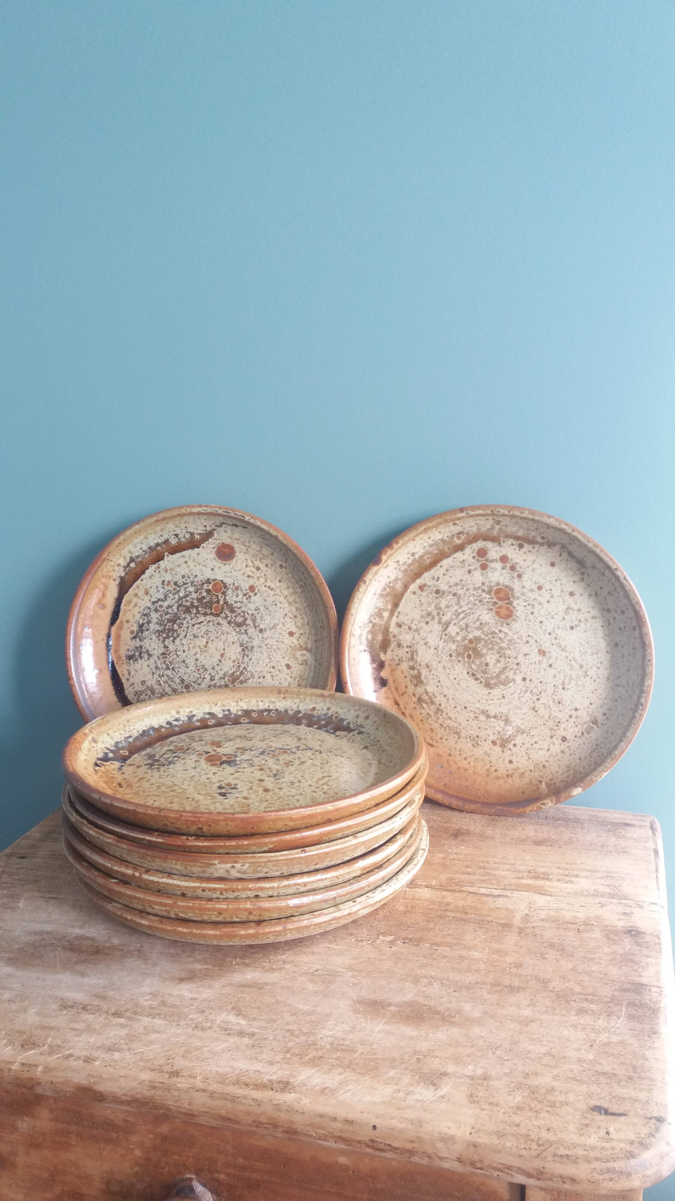 Dessert or cheese plates in Puisaye stoneware, Jean-Pierre Prud’homme