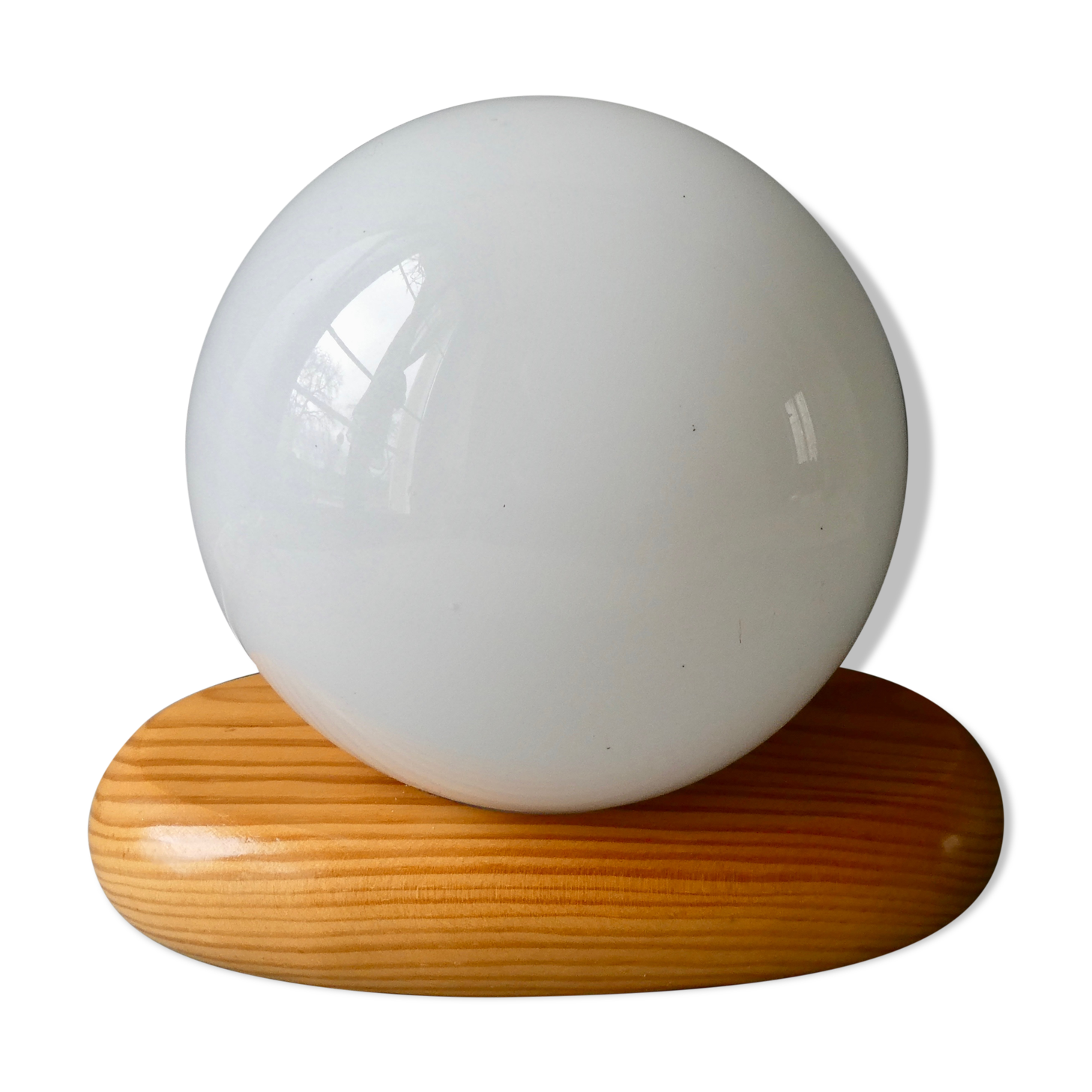Pine pebble lamp with its opaline, 70s