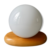 Pine pebble lamp with its opaline, 70s
