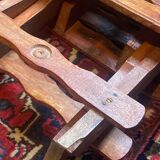 Pair of vintage folding wooden stools from Tyrol mountain
