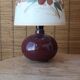 Purple pink ceramic lamp, herbarium-style lampshade, 60s