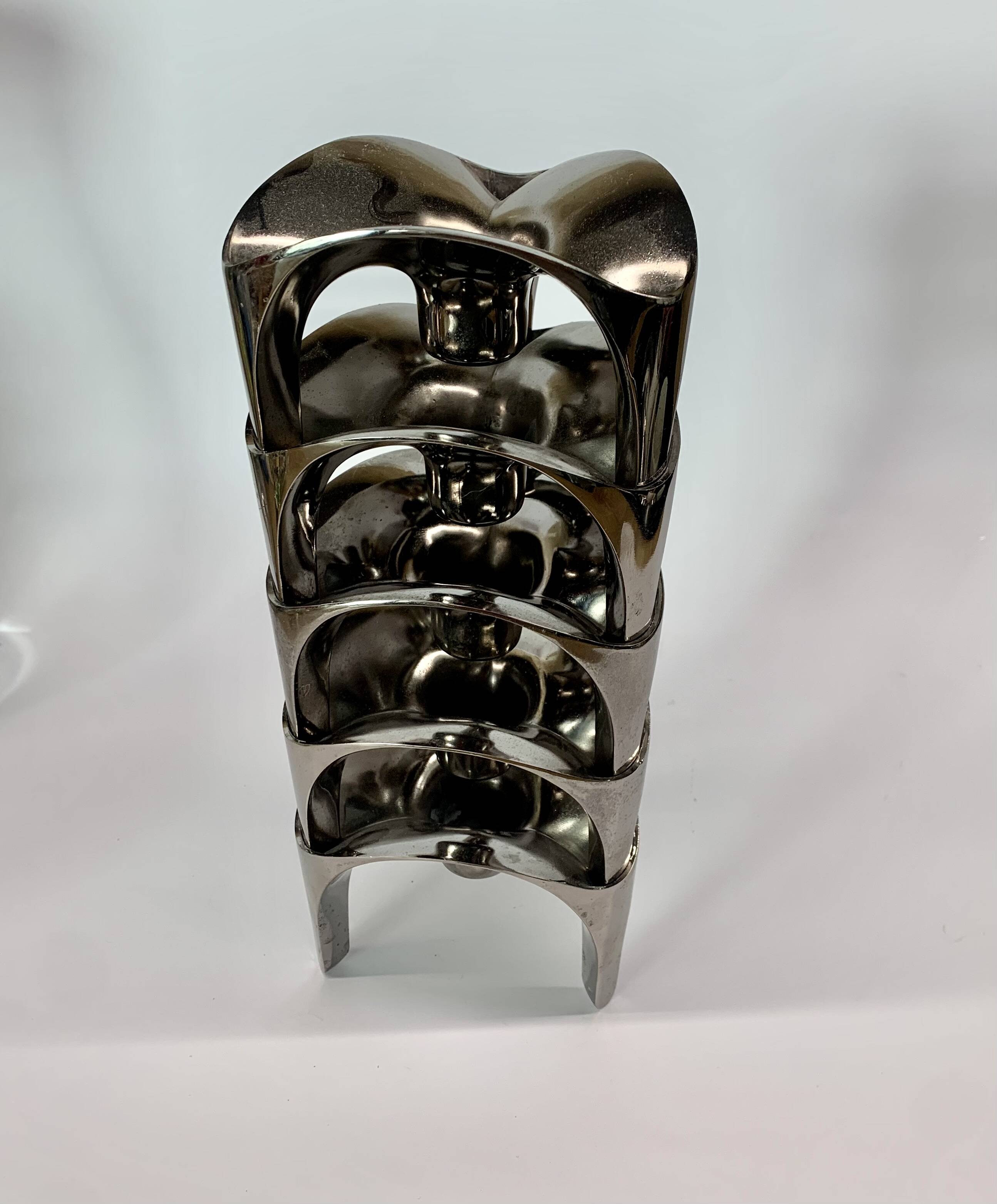 Stackable Candleholder set of 5, Germany 1970s