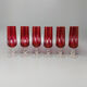Set of six red bohemian cut crystal glasses 1960