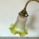 Yellow brass and opaline lamp