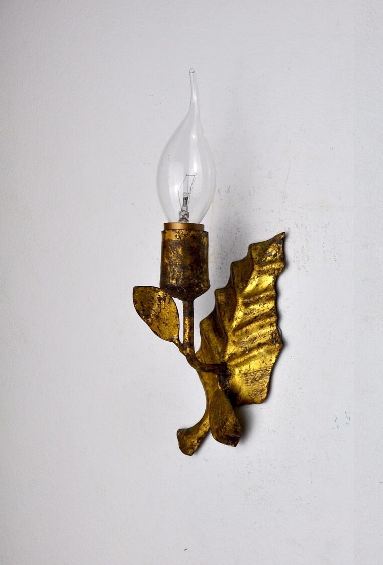 Pair of midcentury wall lamps "Leaves", Italy, 1970