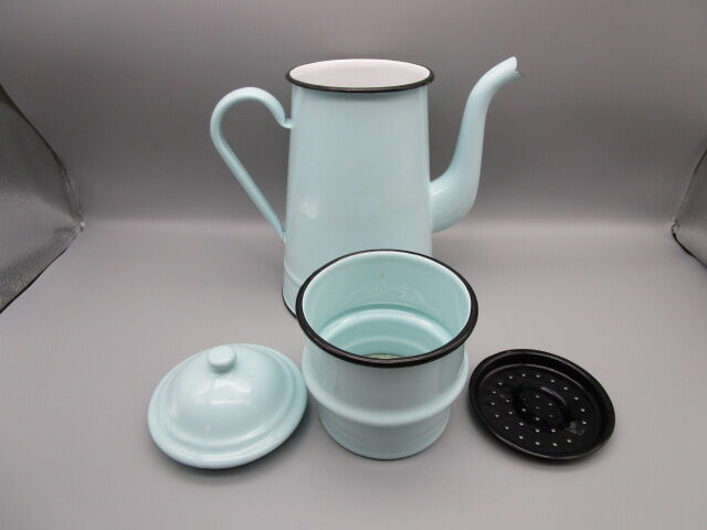 Old white enamelled coffee maker