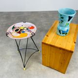 Side table and vase signed MC Treinen ceramic from Vallauris 1950s