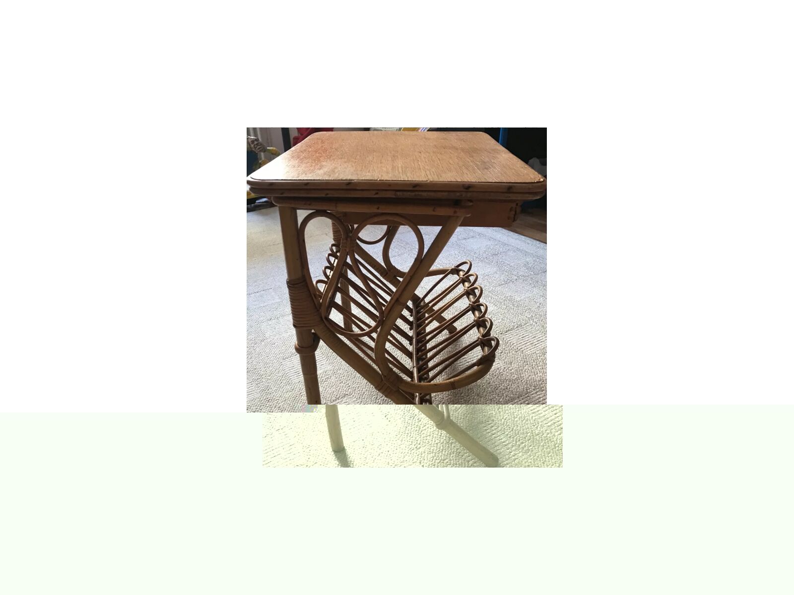 Rattan and bamboo bedside table