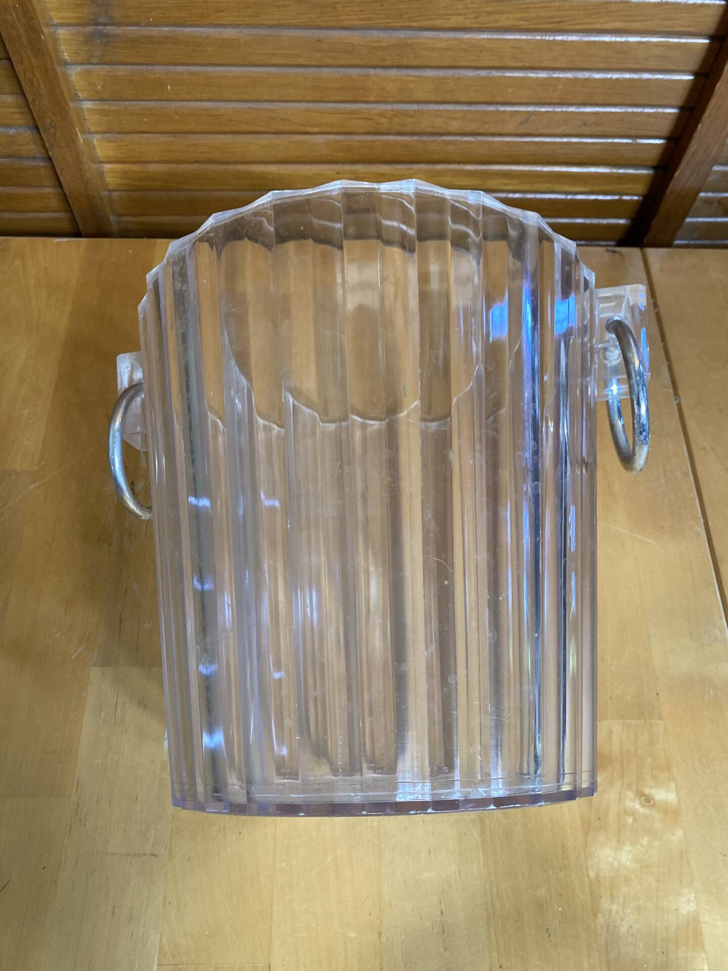 Vintage White Lucite Champagne Bucket FOUSSY Plexi + Metal Handles