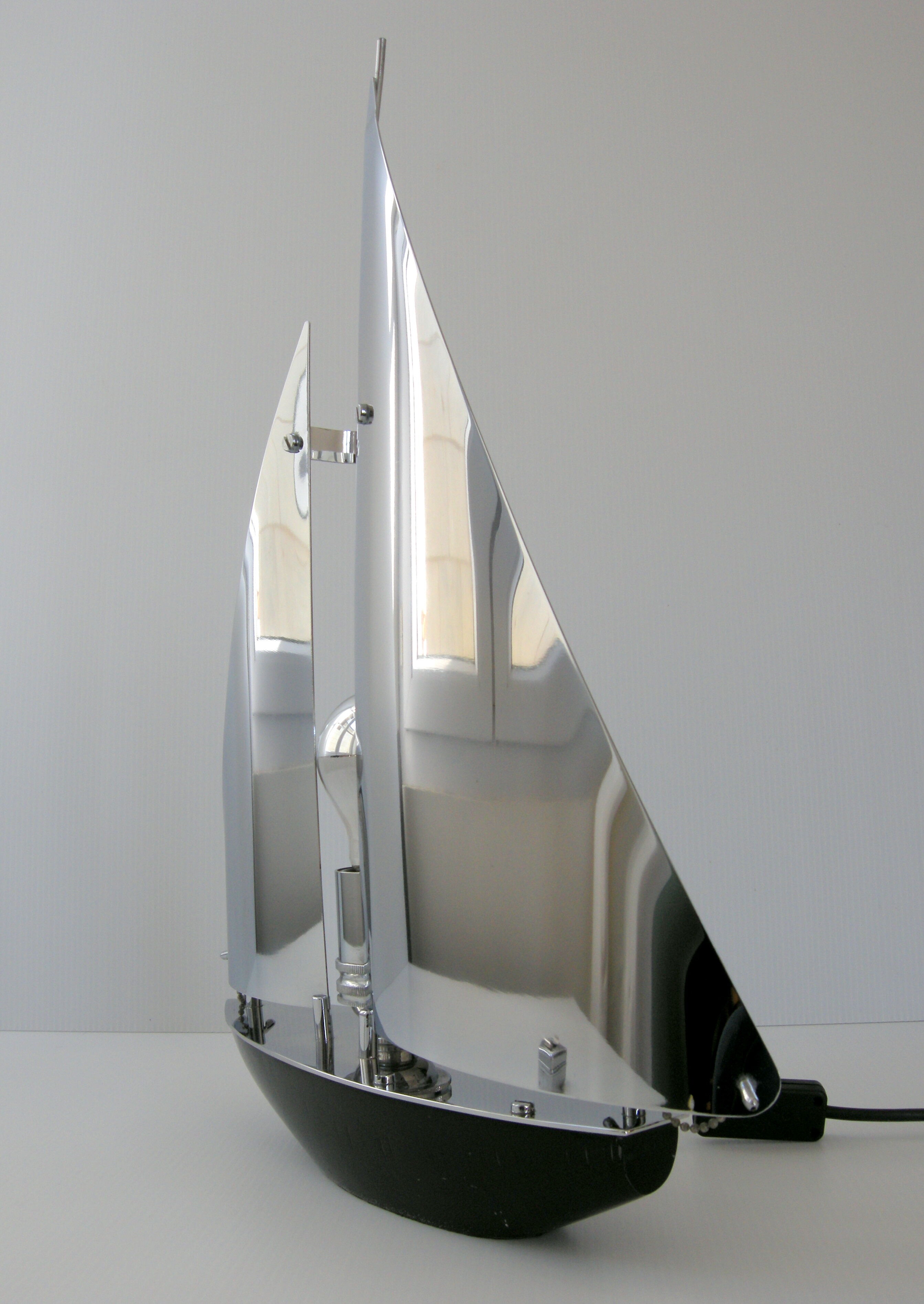 Vintage sailboat lamp 1970 chrome