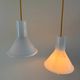 Ensemble vintage Holmegaard de 2 suspensions P&T - Michael Bang - Lampe faite à la main