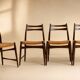 Set of 4 caned Scandinavian chairs — Denmark, 1980s