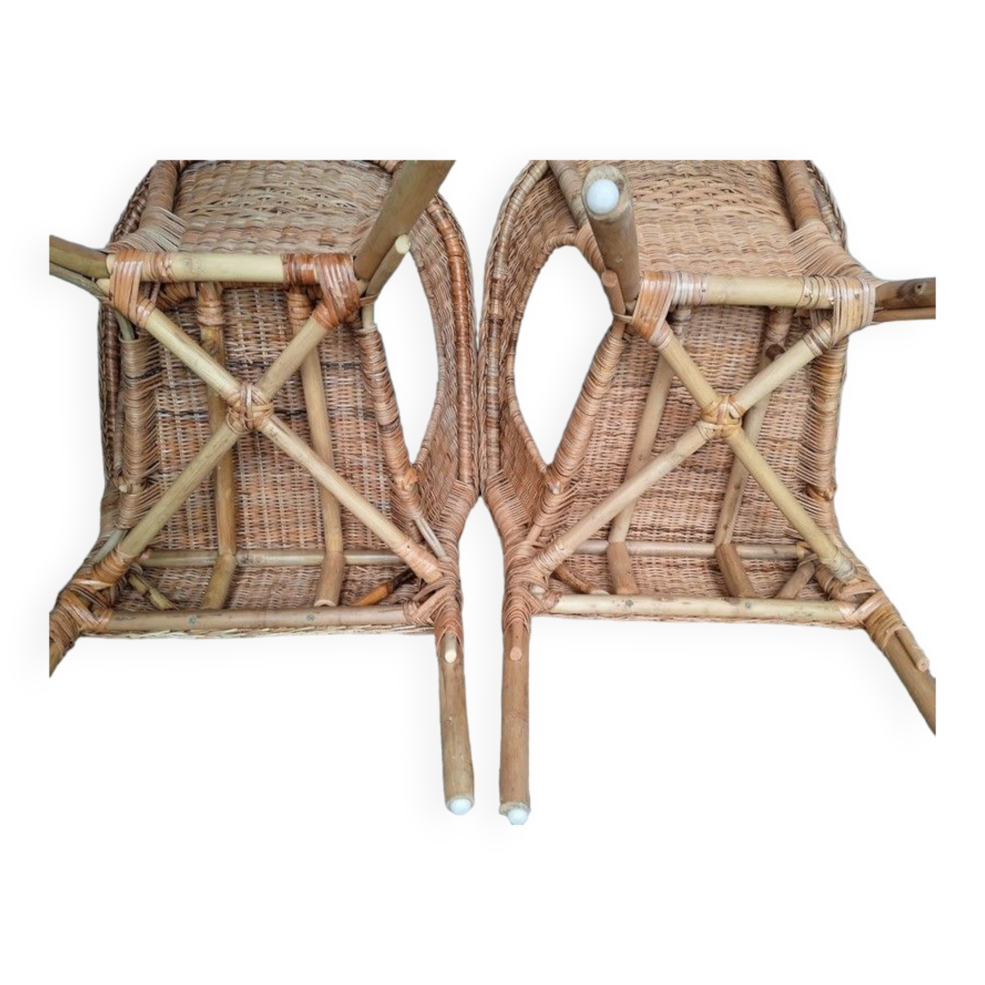 Pair of vintage rattan armchairs