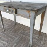 Side table in painted wood aged and patinated by time