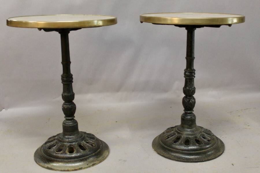 Pair of Comblanchien Marble Top Bistro Tables