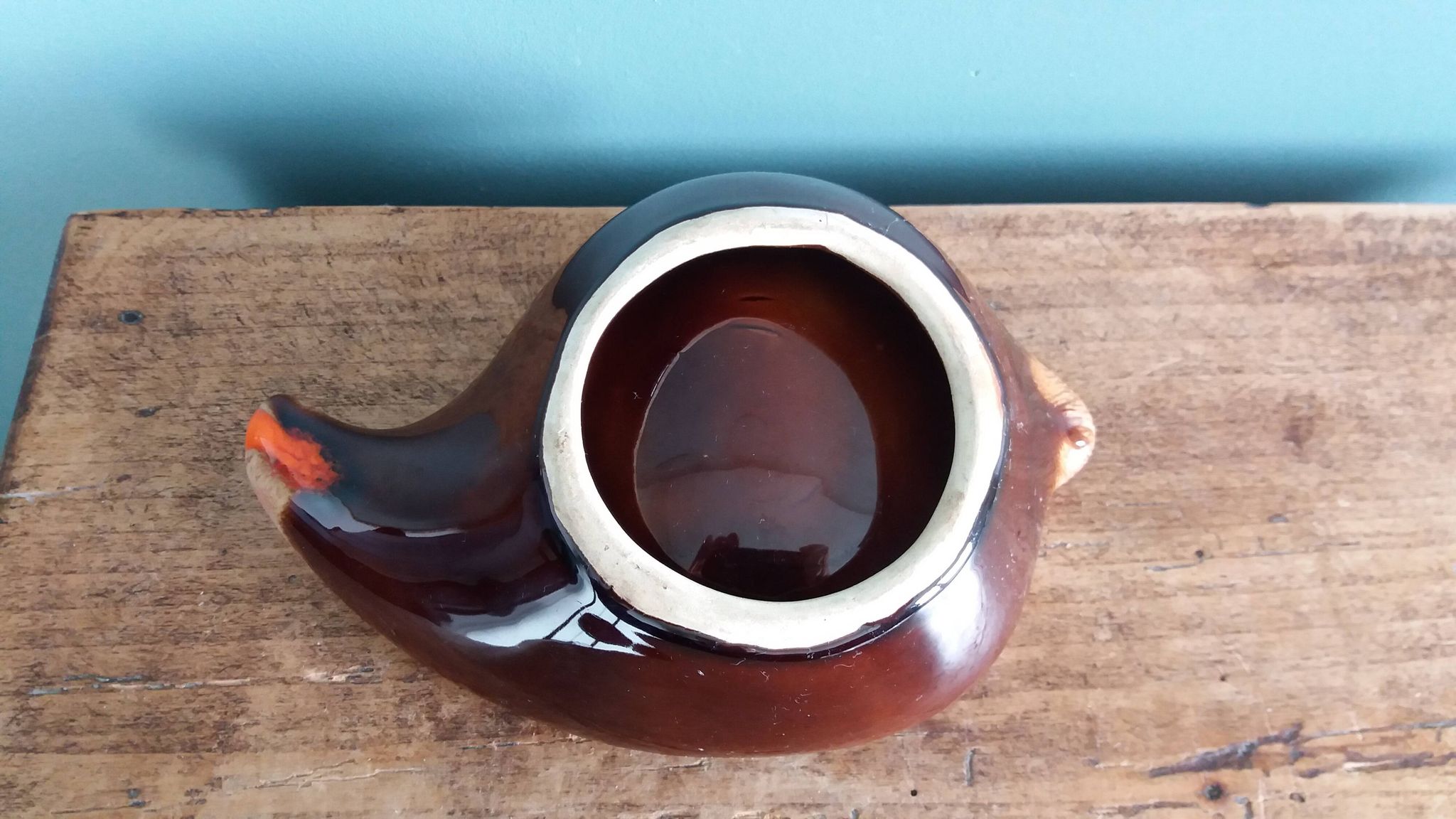 Flamed ceramic ashtray in Vallauris style from the 1970s.