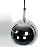 Targetti, set of two chrome sphere pendant lamps from 70s