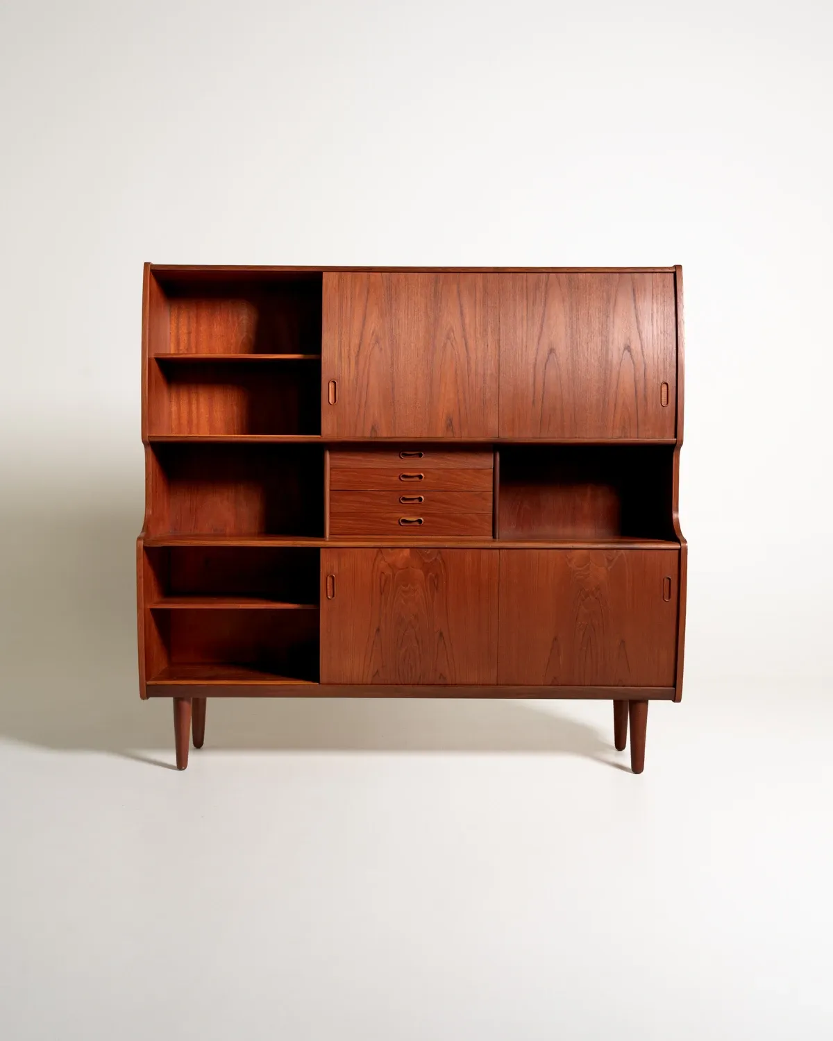 Danish Teak Highboard with Bar Cabinet
