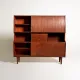 Danish Teak Highboard with Bar Cabinet