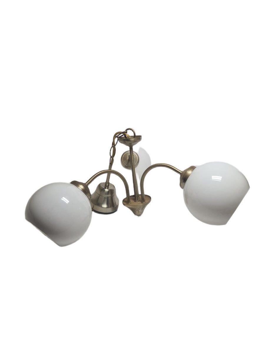 Art Deco glass and brass chandelier, Poland, 1970s