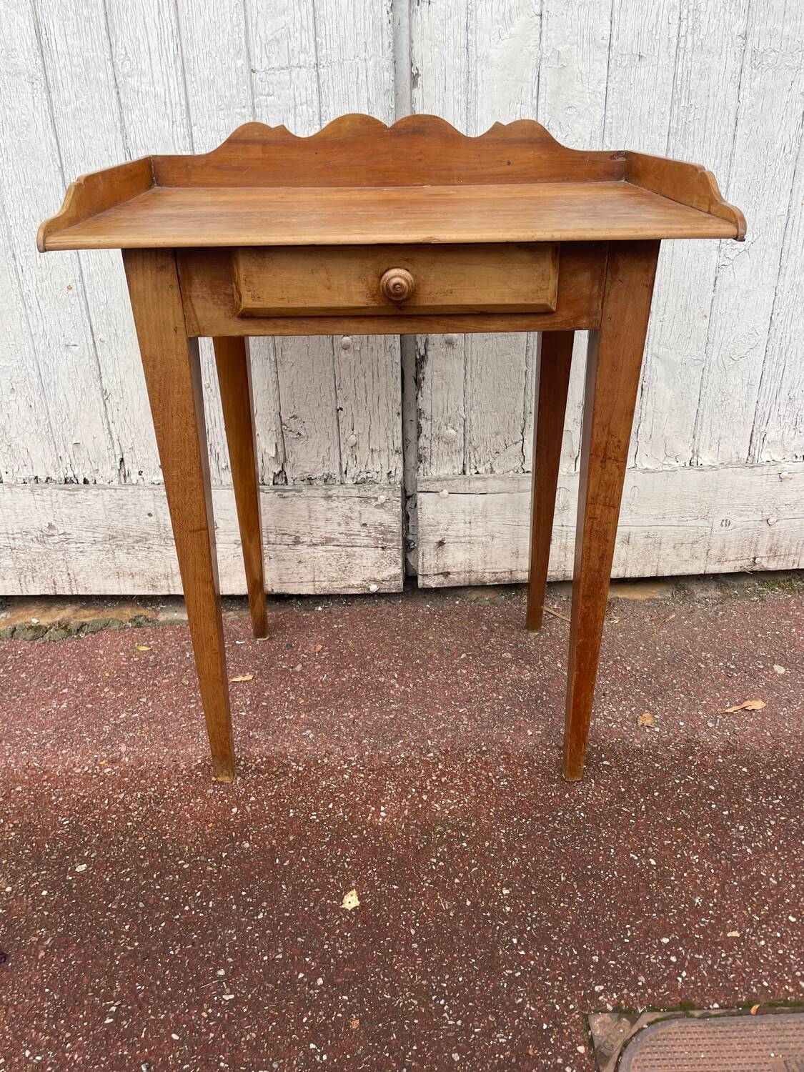 Vintage wooden desk table with one drawer