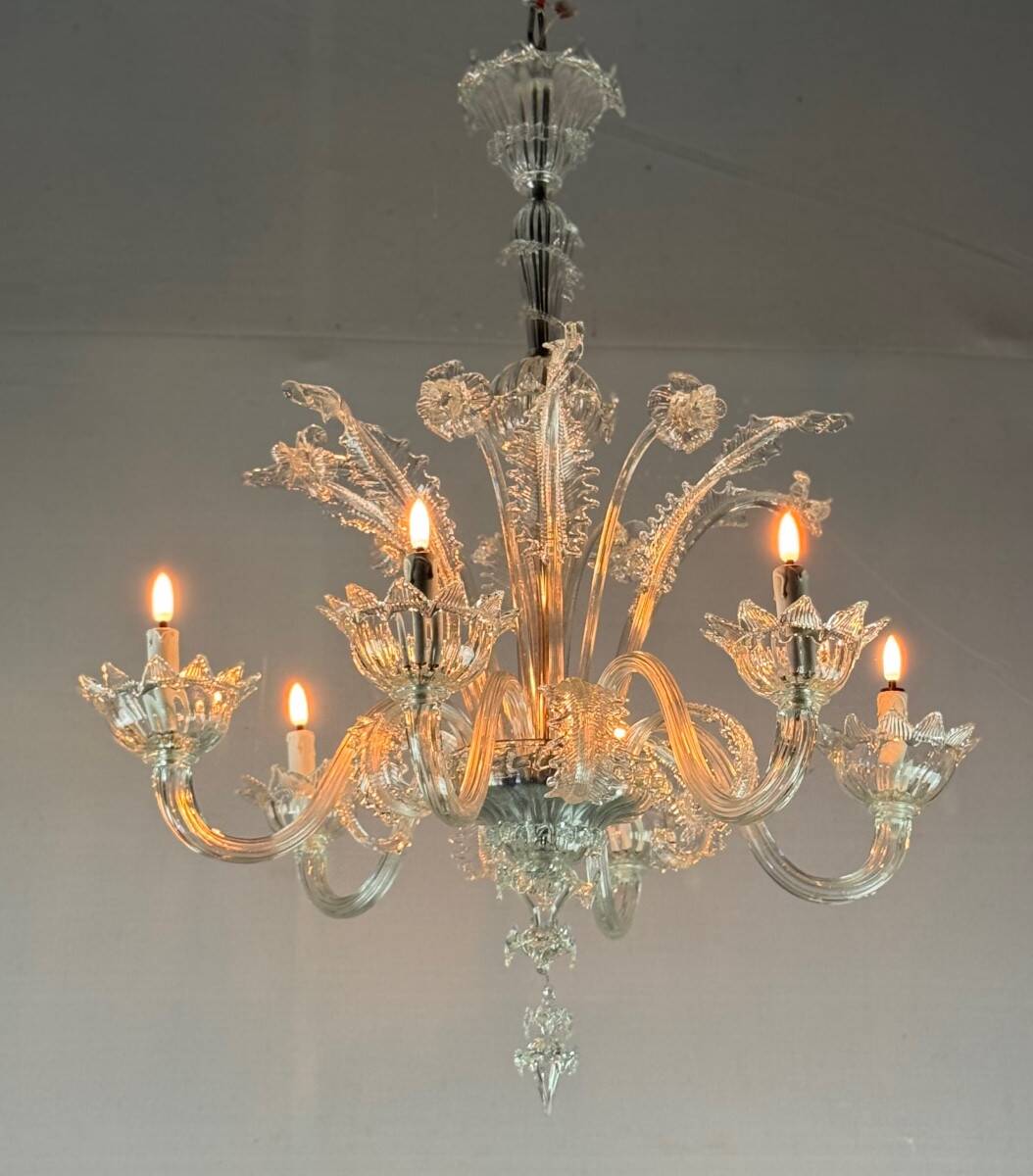 Venetian Murano glass chandelier, 6 light arms, circa 1930