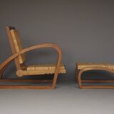 Vintage Lounge Chair and Ottoman by Francis Jourdain, 1920s