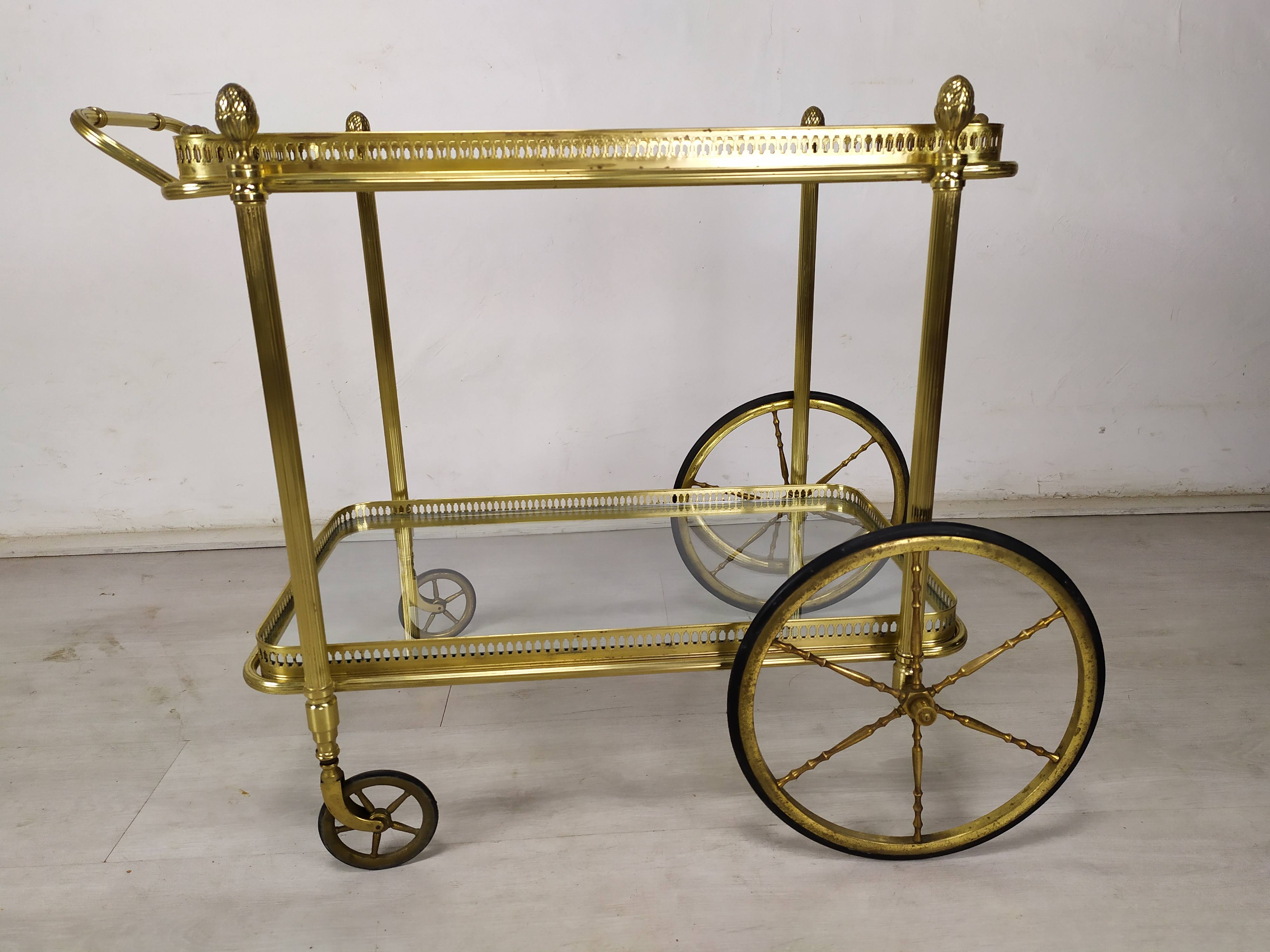 Vintage brass bar trolley service