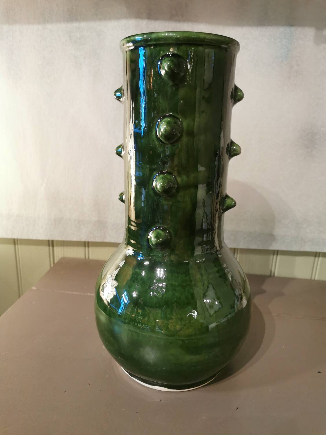Green ceramic spiked vase Morocco