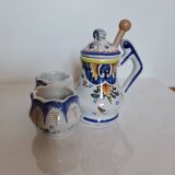 Mustard, salt and pepper shaker set with Rouen decor