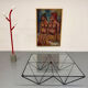 Vintage 1980s Italian architectural design metal coffee table.