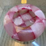 Pink and white onyx ashtray