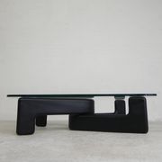 Vintage coffee table with organic black wooden base, 1970s