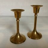 Pair of small brass tulip-shaped candlesticks