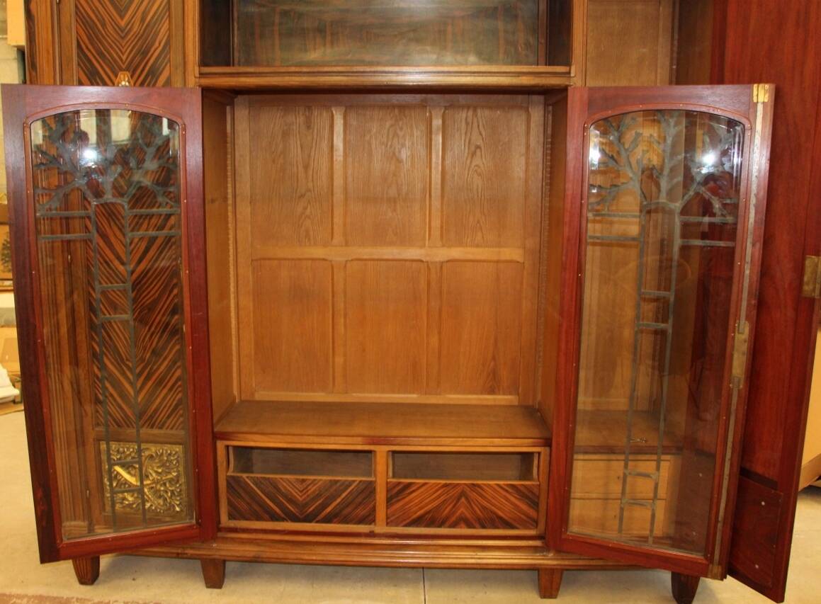 Art Deco period bookcase signed by Jules Cayette Nancy