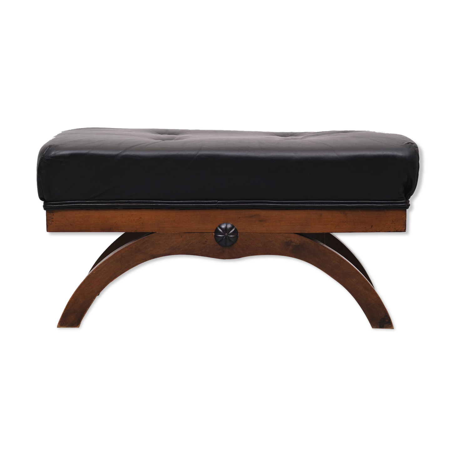 Black Leather Ottoman 1920s England