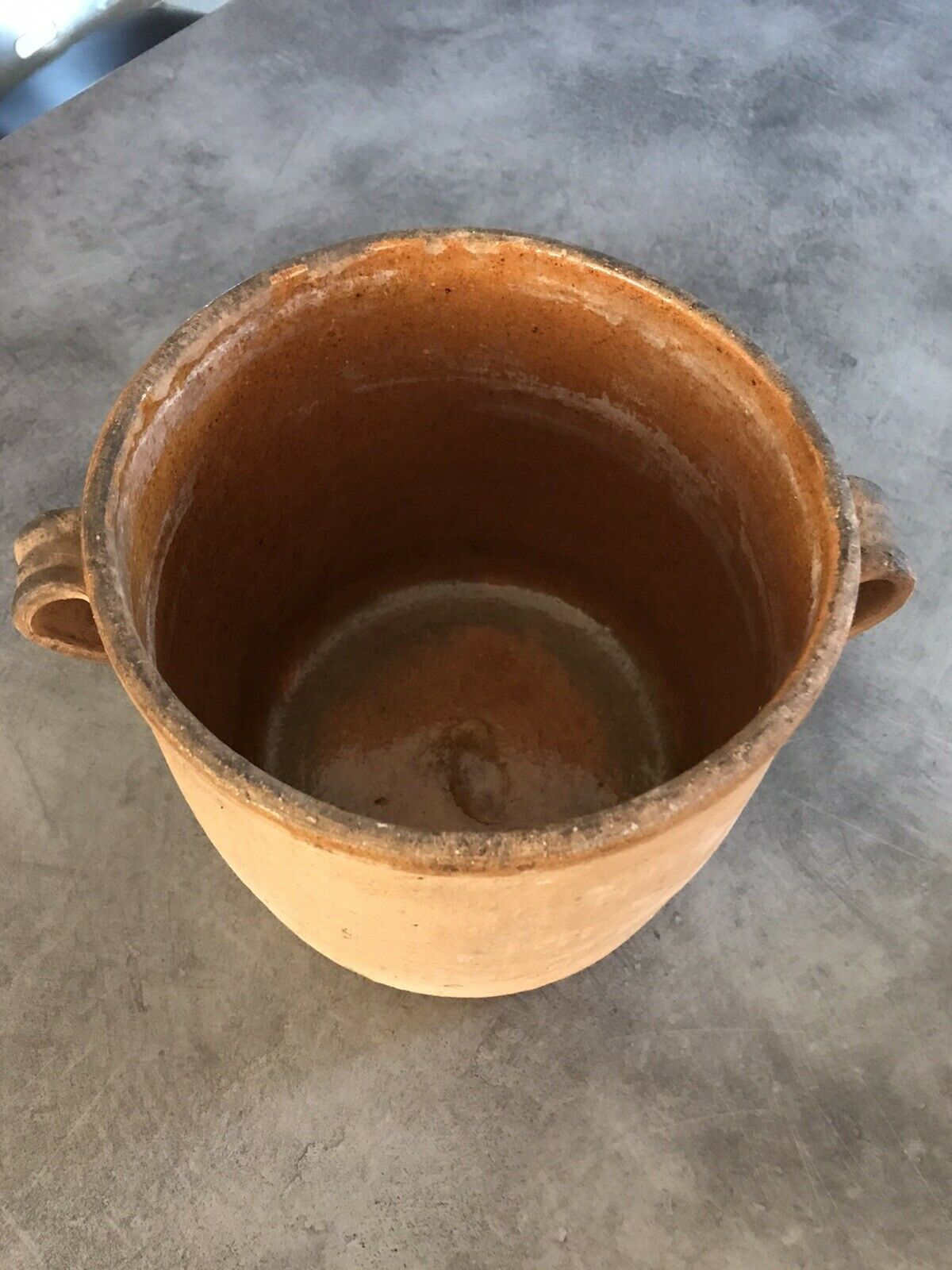 Pot a graisse terre cuite intérieur vernissé orangé sud ouest-