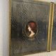 Vintage 1900 triptych mirror, golden barber woman - 27 x 67 cm