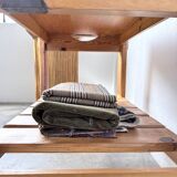 1980 pine wheeled console table