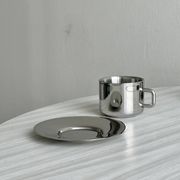 Lot de 4 tasses à café en inox avec sous-tasses