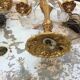 Pair of 3-light bronze candlestick lamps