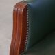 Green Cowhide Leather and Wooden Side / Dining / Desk Chair