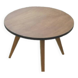Table à manger ronde tripode en teck vintage